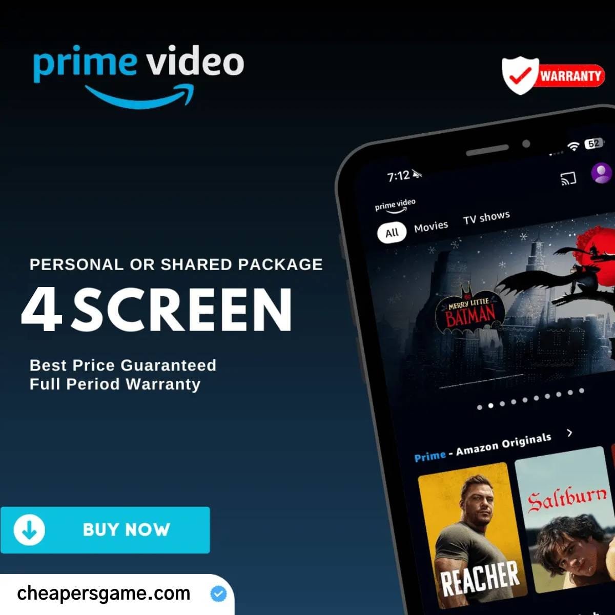 Prime Video Upto 1 Year 4 Screen Region Free